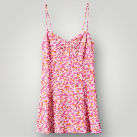 Mango Dresses & Skirts - MANGO Floral Mini Slip Dress NWT | Pink Orange Print Slip Dress | Size 6 Medium